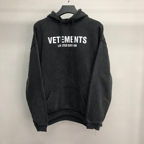 Vetements Black Lettering Print Hoodie - Picture 1 of 9
